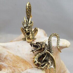 PAIR brass dragon, Tribal Jewelry, Hangers 8G, ear weights